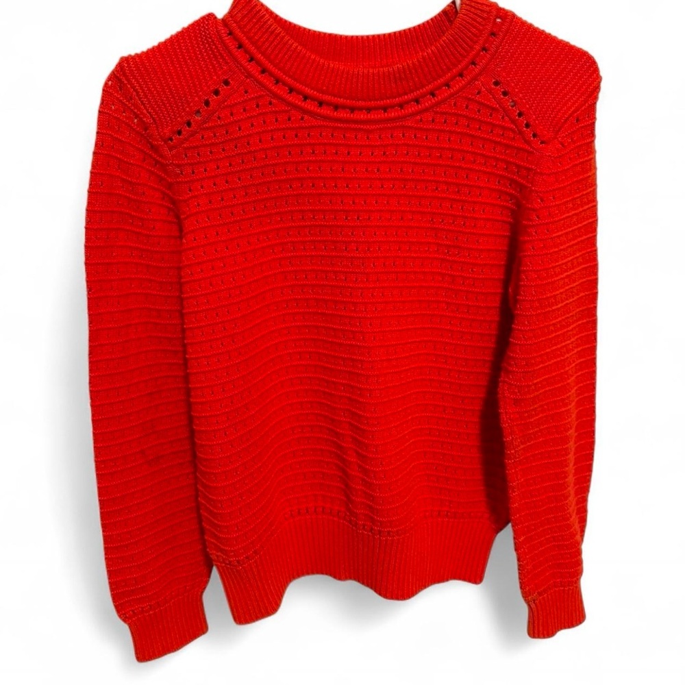 Loft orange reddish Textured Knit Sweater size small
